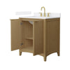 Custom image for Natural Oak with Brushed Gold Trim / White Cultured Marble / No Mirror