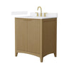 Custom image for Natural Oak with Brushed Gold Trim / White Cultured Marble / No Mirror