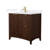 Custom image for Dark Walnut with Brushed Gold Trim / White Cultured Marble / No Mirror