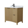 Custom image for Natural Oak with Matte Black Trim / White Carrara Marble / No Mirror