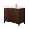 Custom image for Dark Walnut with Brushed Gold Trim / Carrara Cultured Marble / No Mirror