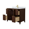 Custom image for Dark Walnut with Brushed Gold Trim / White Carrara Marble / No Mirror