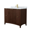 Custom image for Dark Walnut with Brushed Gold Trim / White Carrara Marble / No Mirror