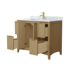 Custom image for Natural Oak with Brushed Gold Trim / White Carrara Marble / No Mirror