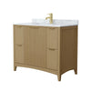 Custom image for Natural Oak with Brushed Gold Trim / White Carrara Marble / No Mirror