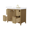 Custom image for Natural Oak with Brushed Gold Trim / White Cultured Marble / No Mirror