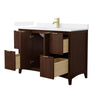 Custom image for Dark Walnut with Brushed Gold Trim / White Cultured Marble / No Mirror