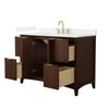 Custom image for Dark Walnut with Brushed Gold Trim / White Cultured Marble / No Mirror