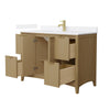 Custom image for Natural Oak with Brushed Gold Trim / White Cultured Marble / No Mirror