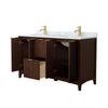 Custom image for Dark Walnut with Brushed Gold Trim / White Carrara Marble / No Mirror
