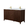 Custom image for Dark Walnut with Brushed Gold Trim / White Carrara Marble / No Mirror