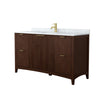 Custom image for Dark Walnut with Brushed Gold Trim / White Carrara Marble / No Mirror