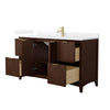 Custom image for Dark Walnut with Brushed Gold Trim / White Cultured Marble / No Mirror