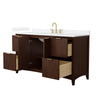 Custom image for Dark Walnut with Brushed Gold Trim / White Cultured Marble / No Mirror