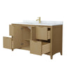 Custom image for Natural Oak with Brushed Gold Trim / White Carrara Marble / No Mirror