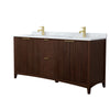 Custom image for Dark Walnut with Brushed Gold Trim / White Carrara Marble / No Mirror