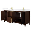 Custom image for Dark Walnut with Brushed Gold Trim / White Cultured Marble / No Mirror