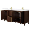 Custom image for Dark Walnut with Brushed Gold Trim / White Quartz / No Mirror