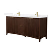 Custom image for Dark Walnut with Brushed Gold Trim / White Quartz / No Mirror
