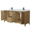 Custom image for Natural Oak with Matte Black Trim / White Carrara Marble / No Mirror