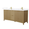 Custom image for Natural Oak with Brushed Gold Trim / White Cultured Marble / No Mirror