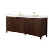 Custom image for Dark Walnut with Brushed Gold Trim / Carrara Cultured Marble / No Mirror