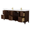 Custom image for Dark Walnut with Brushed Gold Trim / White Cultured Marble / No Mirror