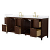 Custom image for Dark Walnut with Brushed Gold Trim / White Cultured Marble / No Mirror