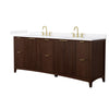 Custom image for Dark Walnut with Brushed Gold Trim / White Quartz / No Mirror