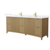 Custom image for Natural Oak with Brushed Gold Trim / White Cultured Marble / No Mirror