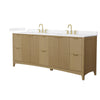 Custom image for Natural Oak with Brushed Gold Trim / White Cultured Marble / No Mirror