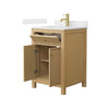 Custom image for Tanned Oak with Brushed Gold Trim / Carrara Cultured Marble / No Mirror