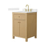 Custom image for Tanned Oak with Brushed Gold Trim / Carrara Cultured Marble / No Mirror