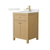 Custom image for Tanned Oak with Brushed Gold Trim / Giotto Quartz / No Mirror