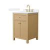 Custom image for Tanned Oak with Brushed Gold Trim / White Cultured Marble / No Mirror