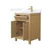 Custom image for Tanned Oak with Brushed Gold Trim / White Quartz / No Mirror