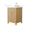 Custom image for Tanned Oak with Brushed Gold Trim / White Quartz / No Mirror