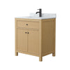 Custom image for Tanned Oak with Matte Black Trim / White Carrara Marble / No Mirror
