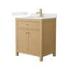 Custom image for Tanned Oak with Brushed Gold Trim / Giotto Quartz / No Mirror