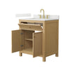 Custom image for Tanned Oak with Brushed Gold Trim / Giotto Quartz / No Mirror