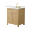 Custom image for Tanned Oak with Brushed Gold Trim / Giotto Quartz / No Mirror