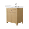Custom image for Tanned Oak with Brushed Nickel Trim / Carrara Cultured Marble / No Mirror
