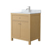 Custom image for Tanned Oak with Brushed Nickel Trim / White Carrara Marble / No Mirror