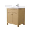 Custom image for Tanned Oak with Brushed Nickel Trim / White Cultured Marble / No Mirror