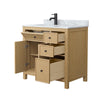 Custom image for Tanned Oak with Matte Black Trim / White Carrara Marble / No Mirror