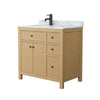 Custom image for Tanned Oak with Matte Black Trim / White Carrara Marble / No Mirror