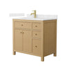 Custom image for Tanned Oak with Brushed Gold Trim / Carrara Cultured Marble / No Mirror