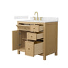 Custom image for Tanned Oak with Brushed Gold Trim / Carrara Cultured Marble / No Mirror