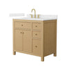 Custom image for Tanned Oak with Brushed Gold Trim / Carrara Cultured Marble / No Mirror