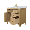 Custom image for Tanned Oak with Brushed Gold Trim / White Carrara Marble / No Mirror
